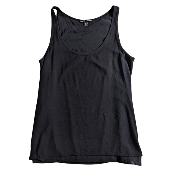 Ralph Lauren Black Label Silk Tank Top Scoop Neck Stretch Double Layer Medium - Picture 1 of 4